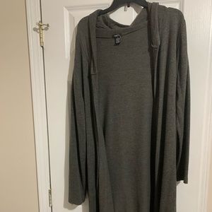 Gray, hooded sweater